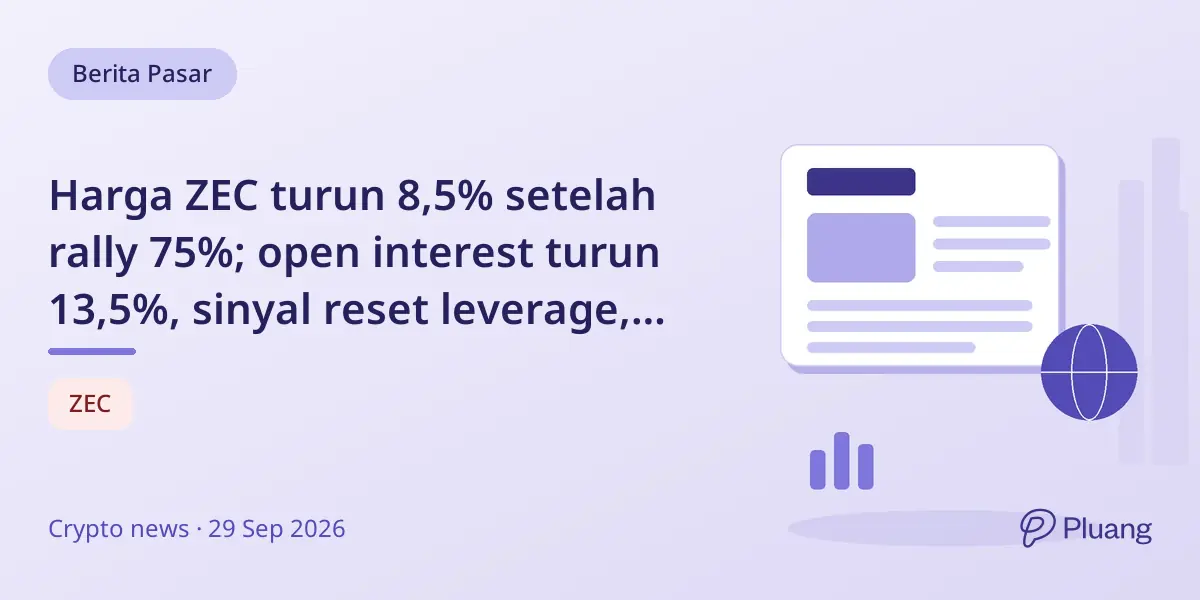 Harga ZEC turun 8,5% setelah rally 75%; open interest turun 13,5%, sinyal reset leverage, bukan jual paksa.