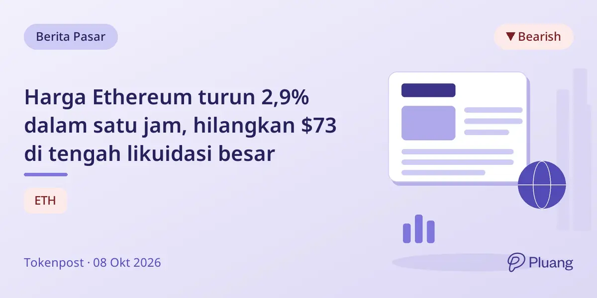 Harga Ethereum turun 2,9% dalam satu jam, hilangkan $73 di tengah likuidasi besar
