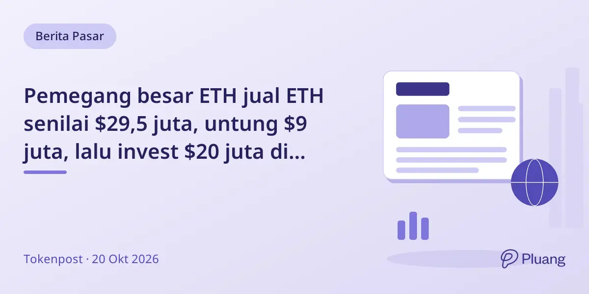 Pemegang besar ETH jual ETH senilai $29,5 juta, untung $9 juta, lalu invest $20 juta di kontrak minyak mentah