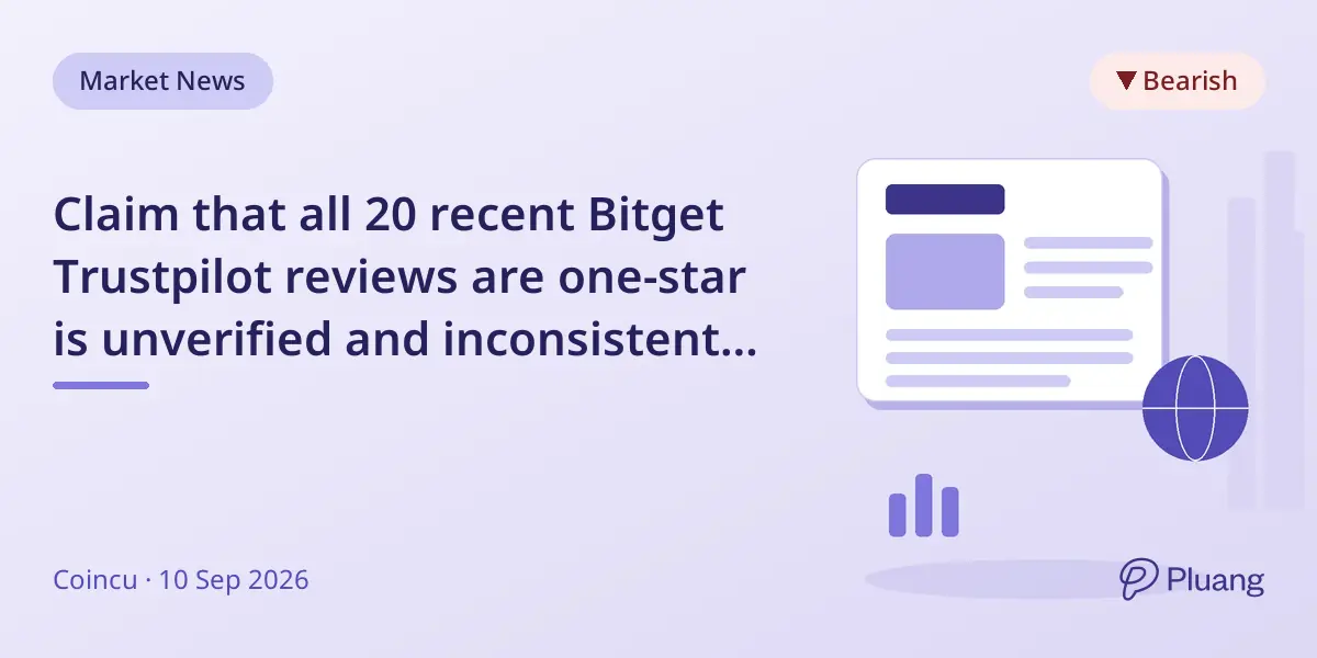 Claim that all 20 recent Bitget Trustpilot reviews are one-star is unverified and inconsistent with data.