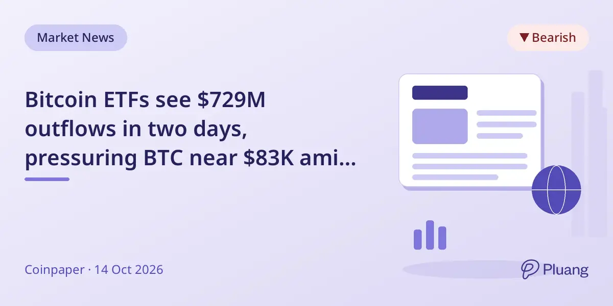 Bitcoin ETFs see $729M outflows in two days, pressuring BTC near $83K amid inflation worries.