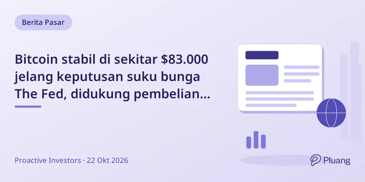 Bitcoin stabil di sekitar $83.000 jelang keputusan suku bunga The Fed, didukung pembelian ETF BlackRock.