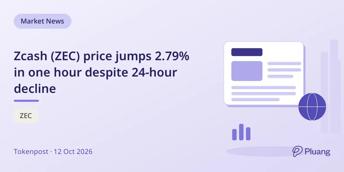 Zcash (ZEC) price jumps 2.79% in one hour despite 24-hour decline