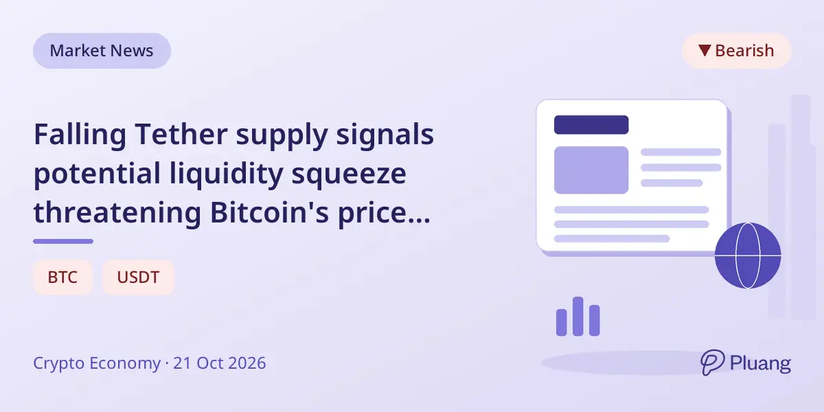 Falling Tether supply signals potential liquidity squeeze threatening Bitcoin's price recovery.