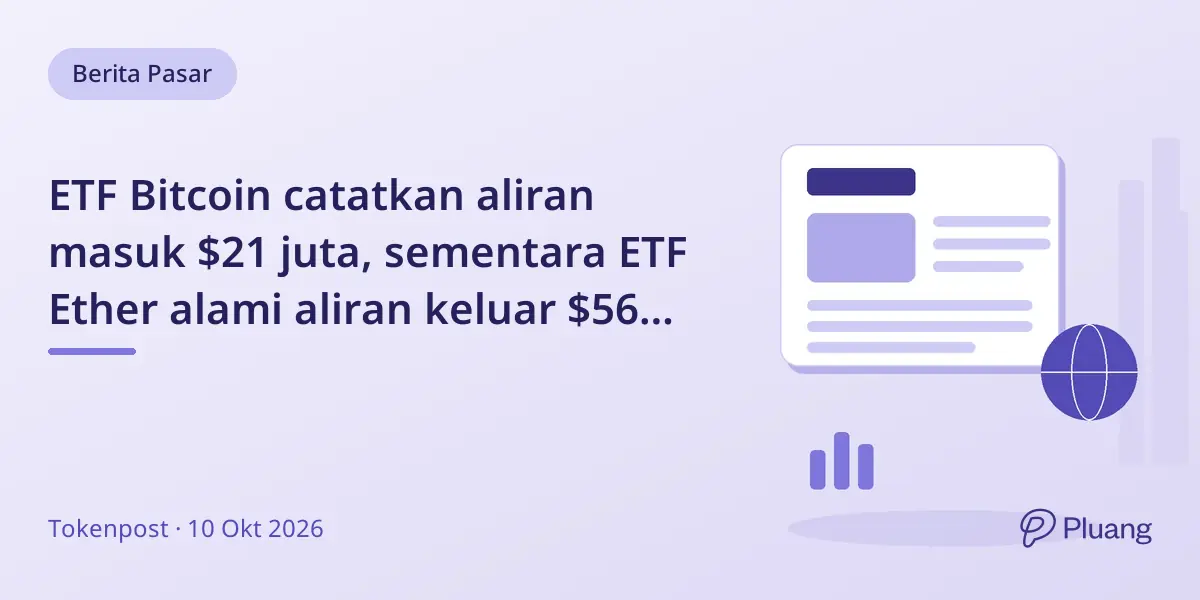 ETF Bitcoin catatkan aliran masuk $21 juta, sementara ETF Ether alami aliran keluar $56 juta di tengah regulasi AS