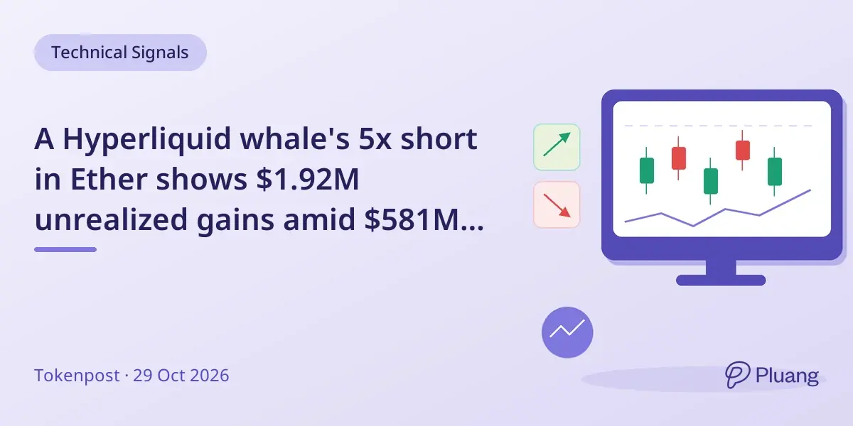 A Hyperliquid whale's 5x short in Ether shows $1.92M unrealized gains amid $581M net short dominance
