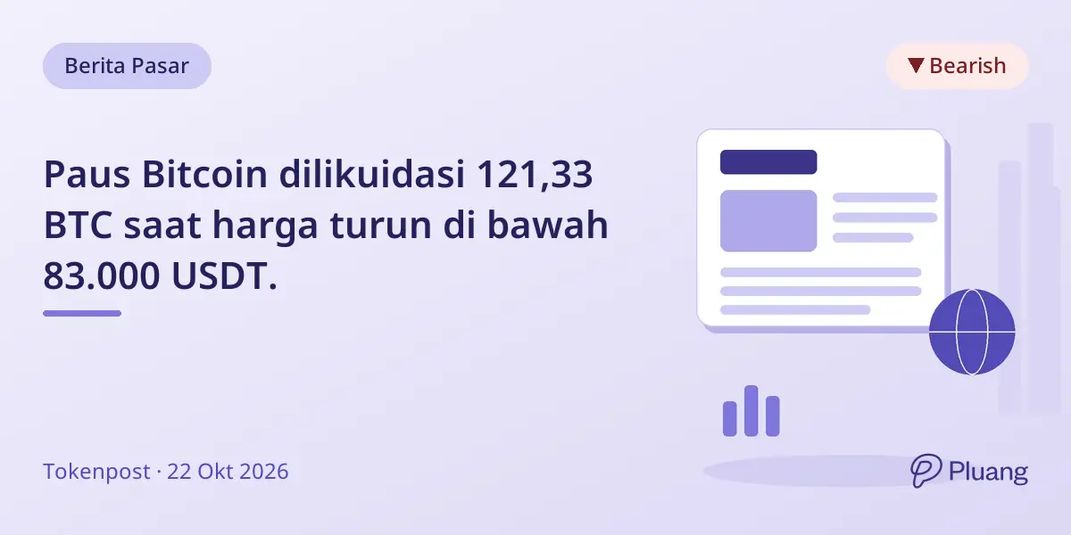 Paus Bitcoin dilikuidasi 121,33 BTC saat harga turun di bawah 83.000 USDT.