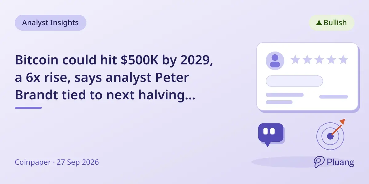 Bitcoin could hit $500K by 2029, a 6x rise, says analyst Peter Brandt tied to next halving cycle.