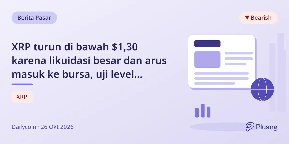 XRP turun di bawah $1,30 karena likuidasi besar dan arus masuk ke bursa, uji level support penting.