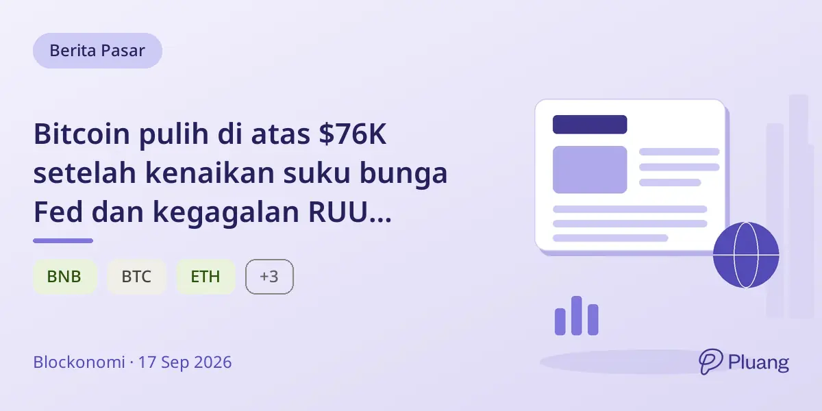 Bitcoin pulih di atas $76K setelah kenaikan suku bunga Fed dan kegagalan RUU CLARITY di Senat