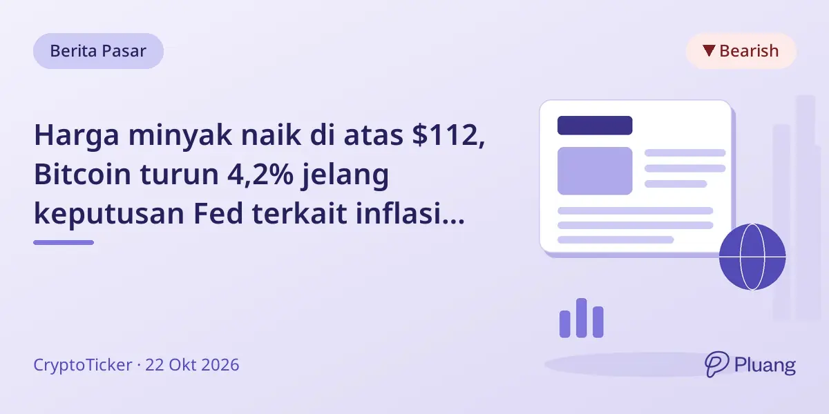 Harga minyak naik di atas $112, Bitcoin turun 4,2% jelang keputusan Fed terkait inflasi dan pertumbuhan.