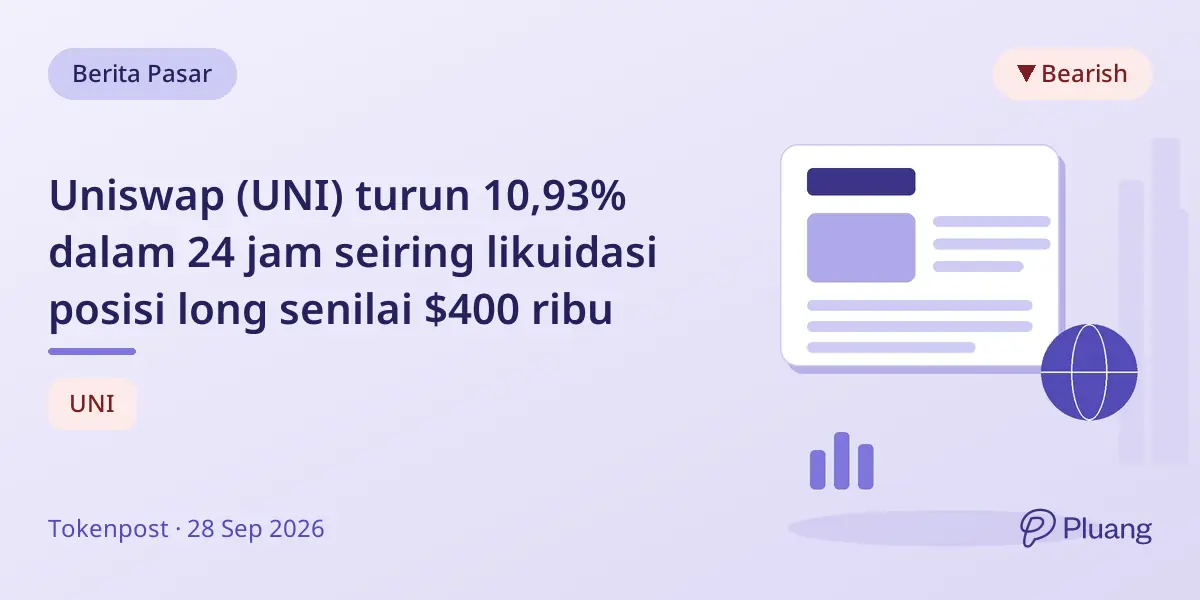 Uniswap (UNI) turun 10,93% dalam 24 jam seiring likuidasi posisi long senilai $400 ribu