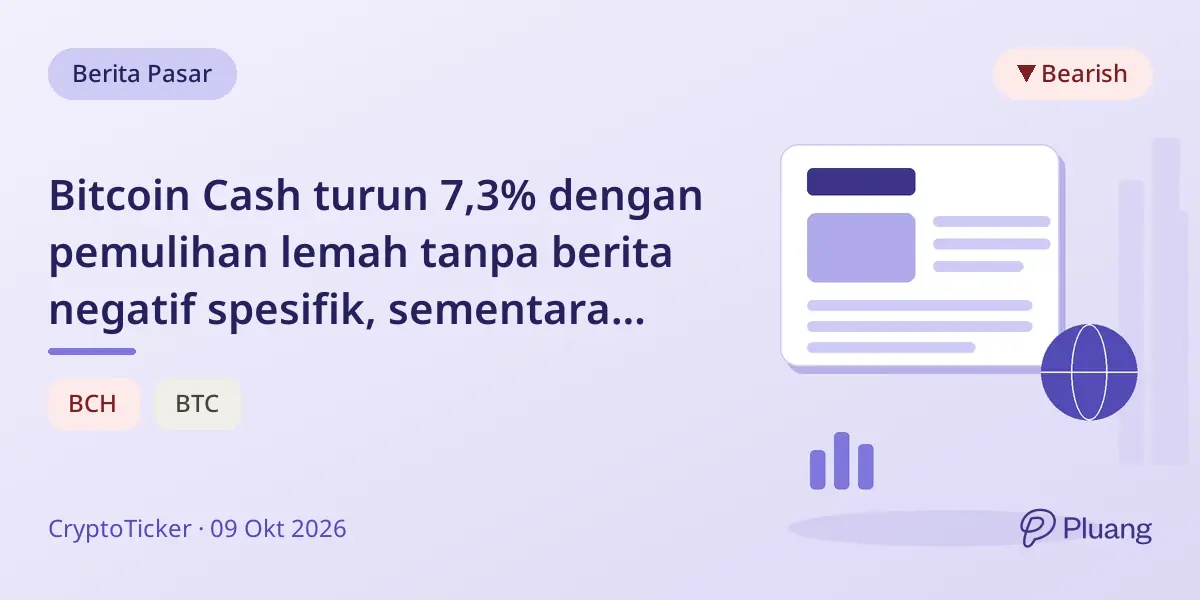 Bitcoin Cash turun 7,3% dengan pemulihan lemah tanpa berita negatif spesifik, sementara Bitcoin bangkit kuat.
