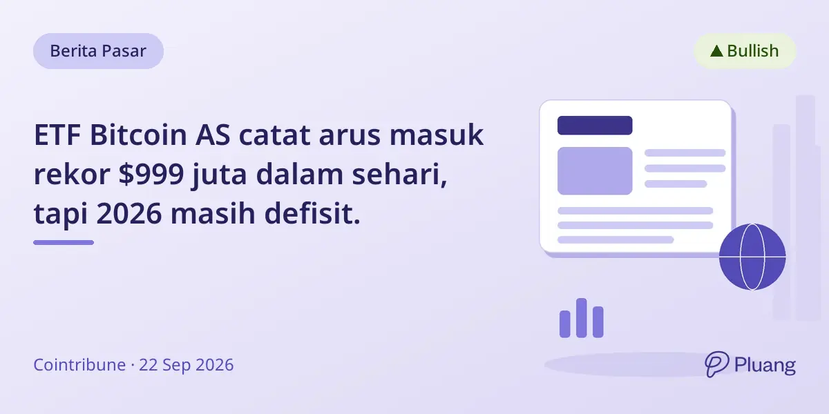 ETF Bitcoin AS catat arus masuk rekor $999 juta dalam sehari, tapi 2026 masih defisit.
