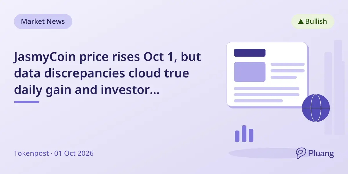 JasmyCoin price rises Oct 1, but data discrepancies cloud true daily gain and investor sentiment.