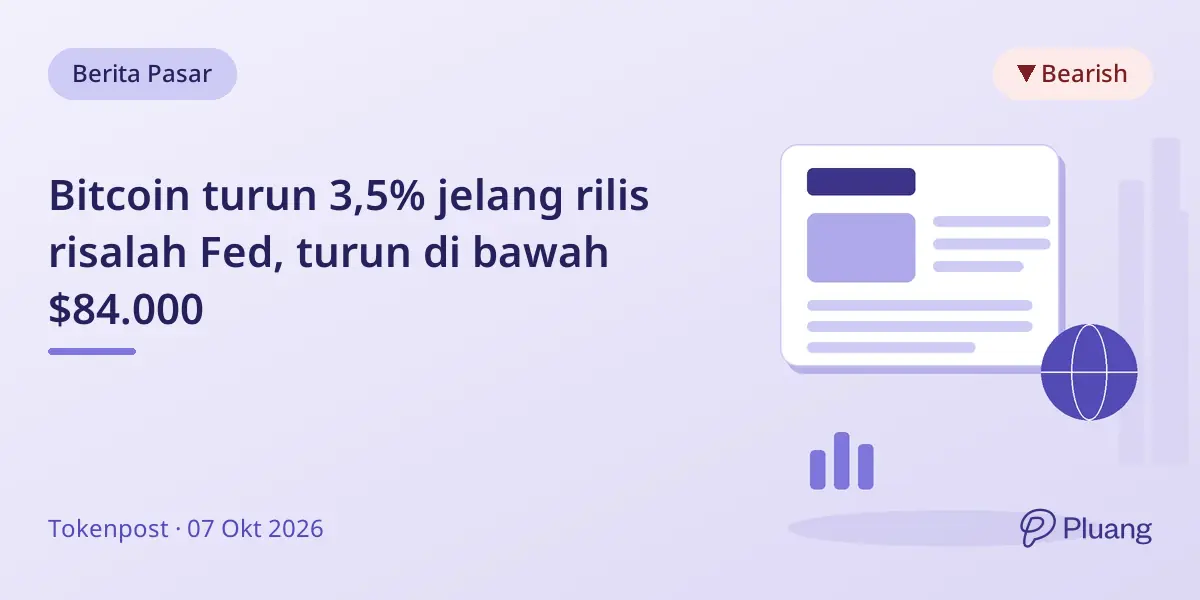 Bitcoin turun 3,5% jelang rilis risalah Fed, turun di bawah $84.000
