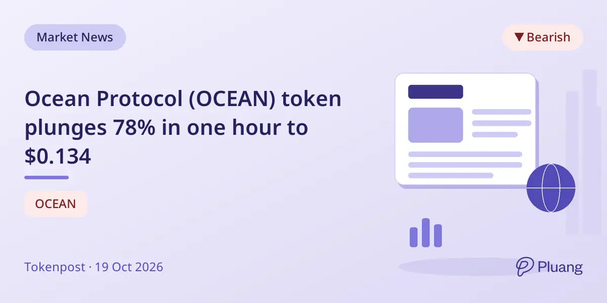 Ocean Protocol (OCEAN) token plunges 78% in one hour to $0.134