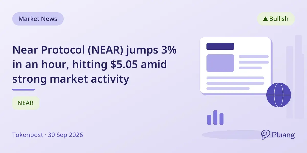 Near Protocol (NEAR) jumps 3% in an hour, hitting $5.05 amid strong market activity