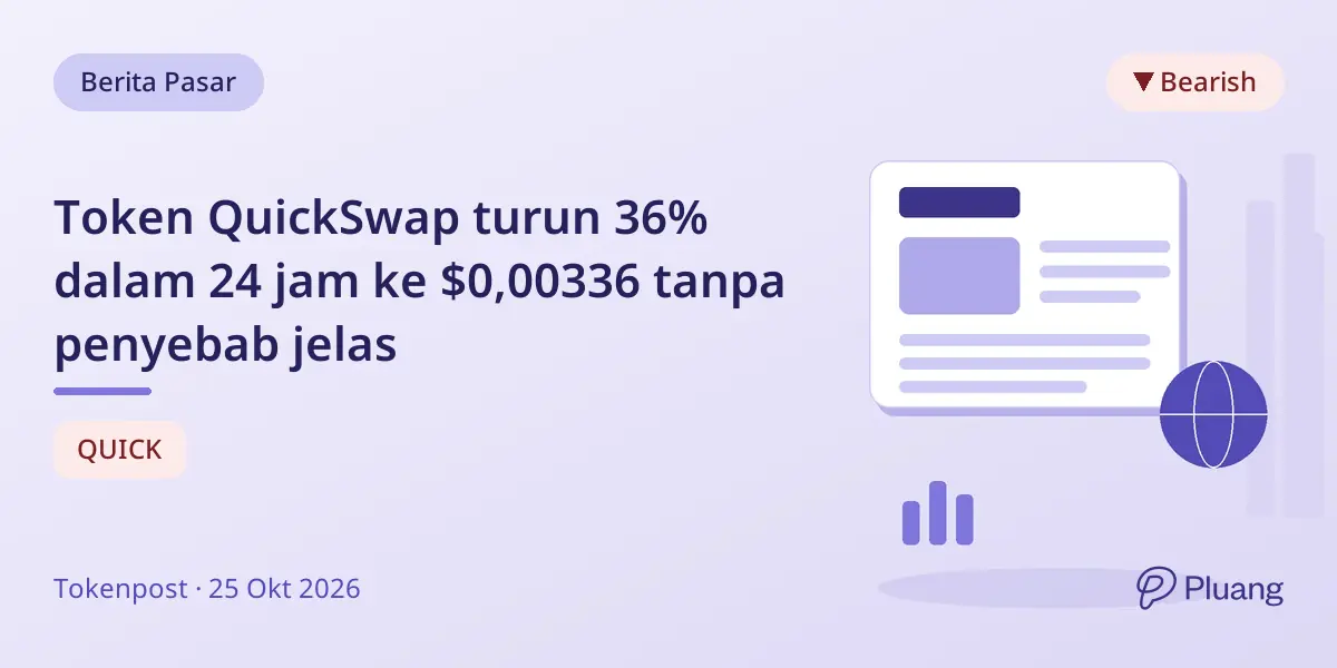 Token QuickSwap turun 36% dalam 24 jam ke $0,00336 tanpa penyebab jelas