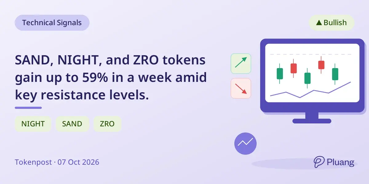 SAND, NIGHT, and ZRO tokens gain up to 59% in a week amid key resistance levels.
