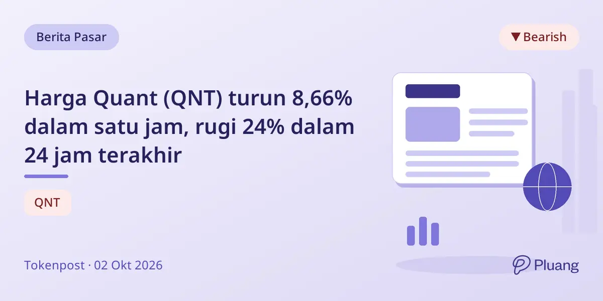 Harga Quant (QNT) turun 8,66% dalam satu jam, rugi 24% dalam 24 jam terakhir