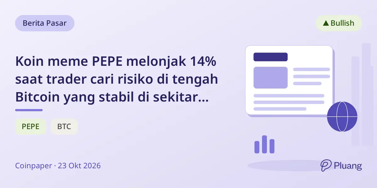 Koin meme PEPE melonjak 14% saat trader cari risiko di tengah Bitcoin yang stabil di sekitar $82.000
