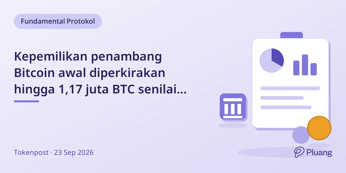 Kepemilikan penambang Bitcoin awal diperkirakan hingga 1,17 juta BTC senilai sekitar $79 miliar per Sept 2026