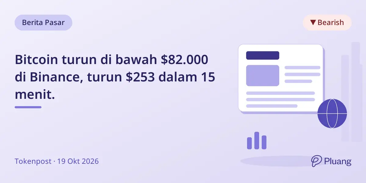 Bitcoin turun di bawah $82.000 di Binance, turun $253 dalam 15 menit.