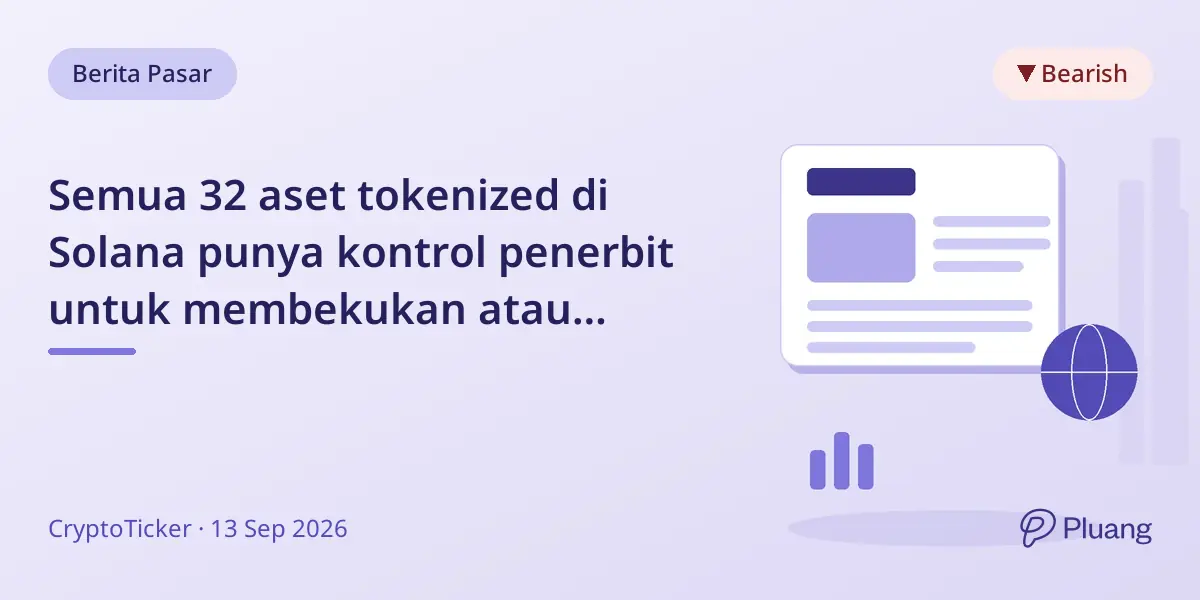 Semua 32 aset tokenized di Solana punya kontrol penerbit untuk membekukan atau menarik token, terlihat dari kasus token SILV.