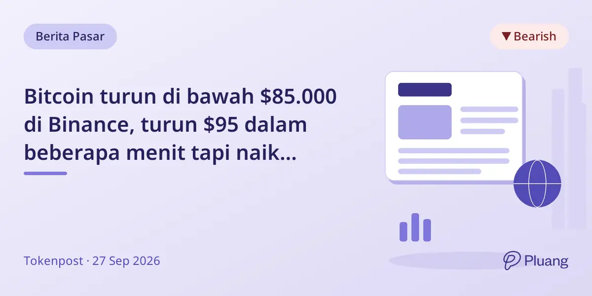 Bitcoin turun di bawah $85.000 di Binance, turun $95 dalam beberapa menit tapi naik sedikit secara jamannya.