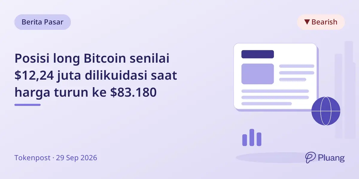 Posisi long Bitcoin senilai $12,24 juta dilikuidasi saat harga turun ke $83.180