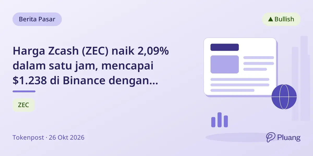 Harga Zcash (ZEC) naik 2,09% dalam satu jam, mencapai $1.238 di Binance dengan likuidasi short signifikan.