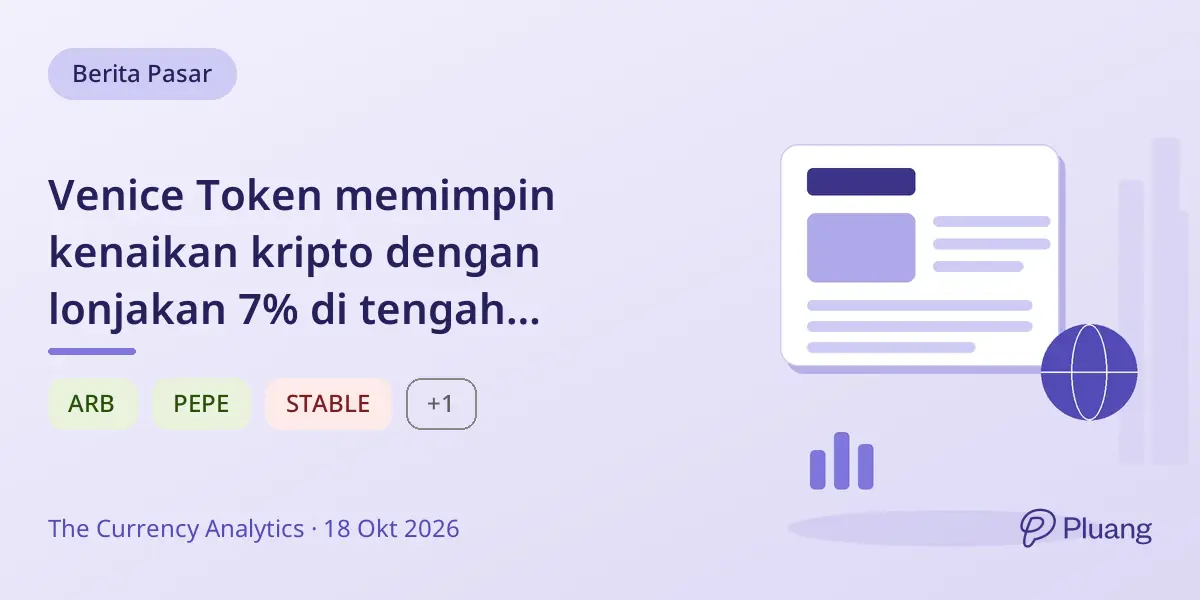 Venice Token memimpin kenaikan kripto dengan lonjakan 7% di tengah pergerakan pasar yang beragam pada 19 Okt.
