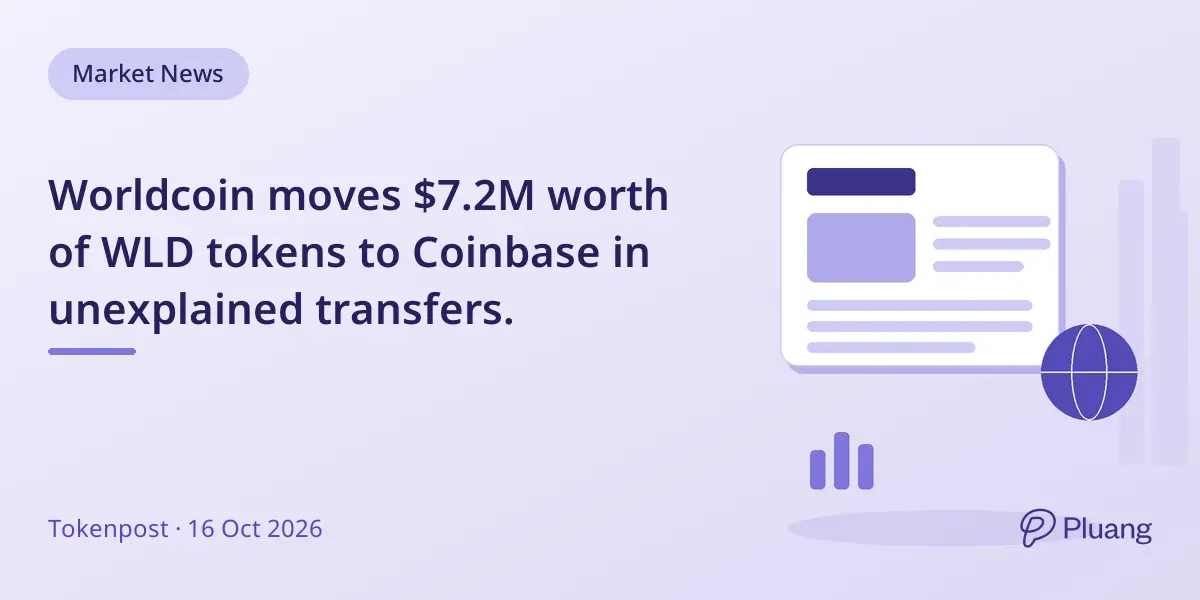 Worldcoin moves $7.2M worth of WLD tokens to Coinbase in unexplained transfers.