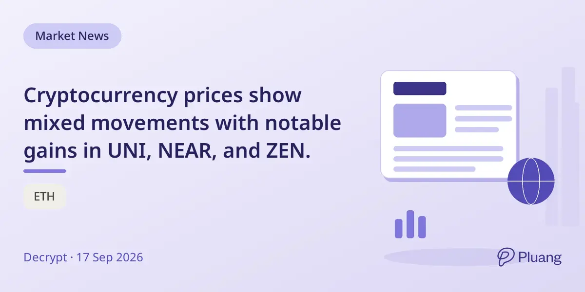 Cryptocurrency prices show mixed movements with notable gains in UNI, NEAR, and ZEN.