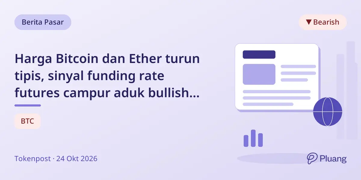 Harga Bitcoin dan Ether turun tipis, sinyal funding rate futures campur aduk bullish dan bearish.