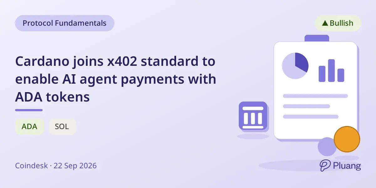 Cardano joins x402 standard to enable AI agent payments with ADA tokens