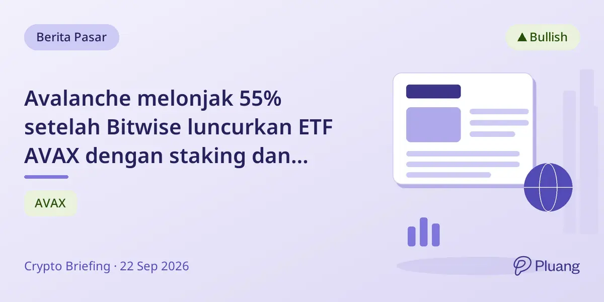 Avalanche melonjak 55% setelah Bitwise luncurkan ETF AVAX dengan staking dan target hasil 5,4%