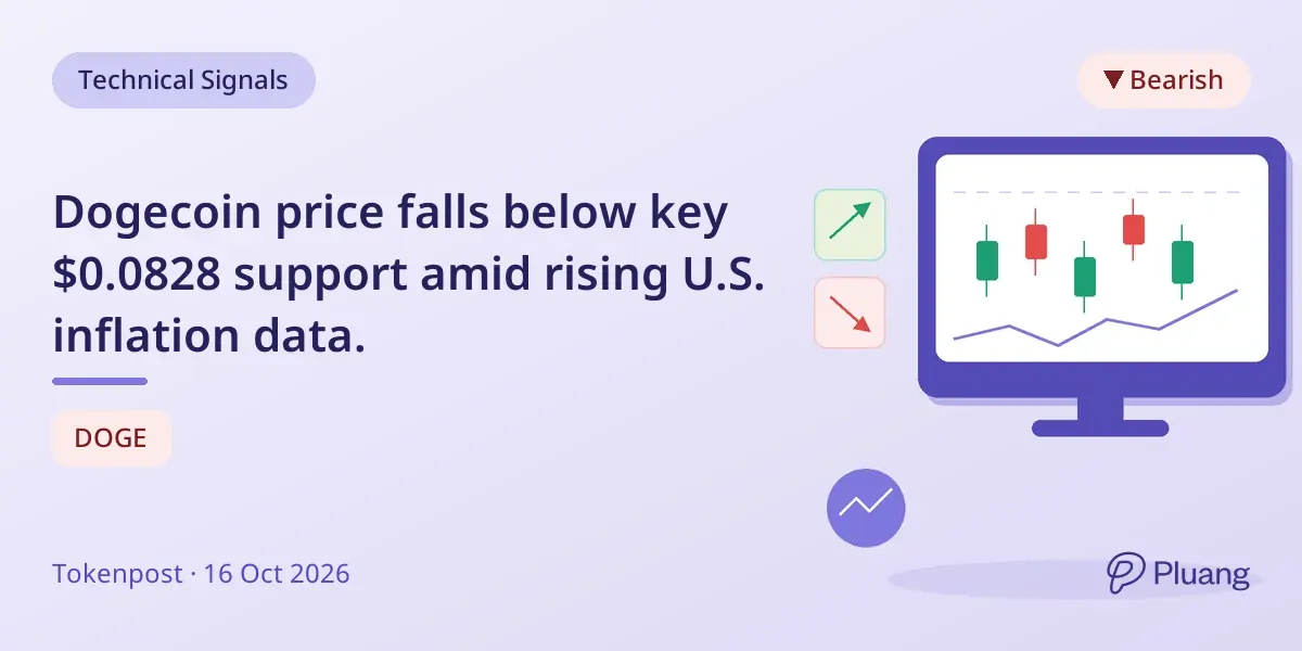 Dogecoin price falls below key $0.0828 support amid rising U.S. inflation data.