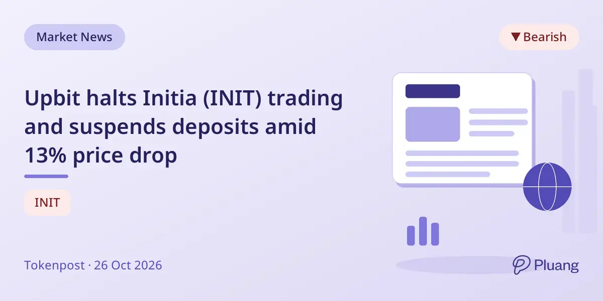 Upbit halts Initia (INIT) trading and suspends deposits amid 13% price drop