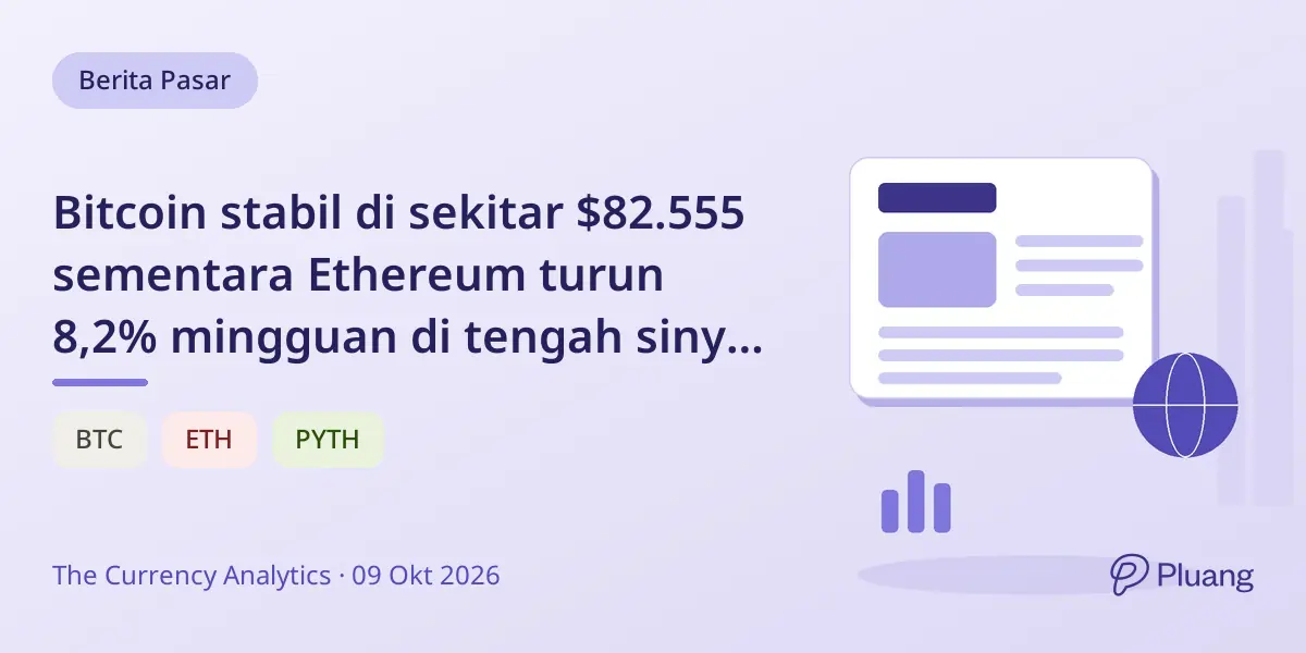 Bitcoin stabil di sekitar $82.555 sementara Ethereum turun 8,2% mingguan di tengah sinyal pasar kripto campuran.