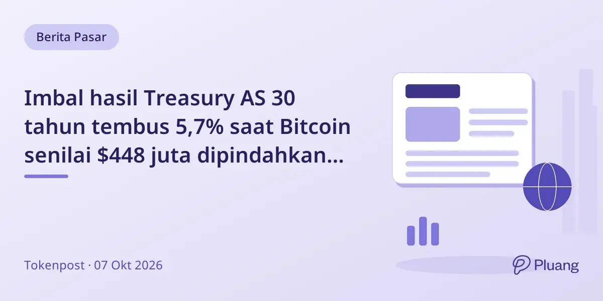 Imbal hasil Treasury AS 30 tahun tembus 5,7% saat Bitcoin senilai $448 juta dipindahkan ke Coinbase Prime