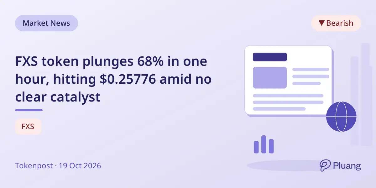 FXS token plunges 68% in one hour, hitting $0.25776 amid no clear catalyst