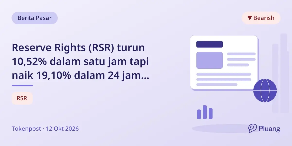 Reserve Rights (RSR) turun 10,52% dalam satu jam tapi naik 19,10% dalam 24 jam dengan fluktuasi besar