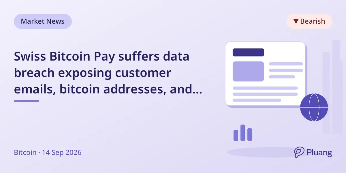 Swiss Bitcoin Pay suffers data breach exposing customer emails, bitcoin addresses, and IBANs, servers offline for investigation.
