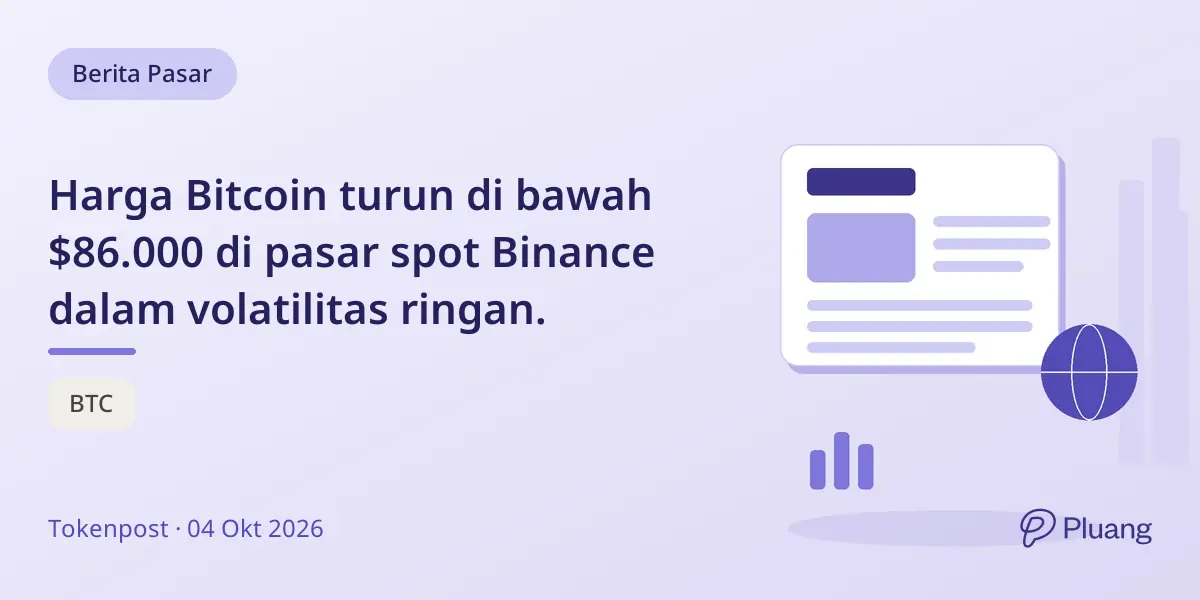 Harga Bitcoin turun di bawah $86.000 di pasar spot Binance dalam volatilitas ringan.
