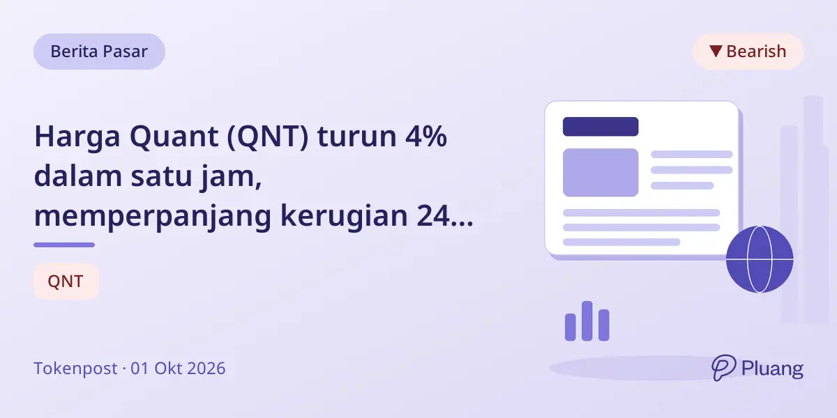 Harga Quant (QNT) turun 4% dalam satu jam, memperpanjang kerugian 24 jam menjadi 6,3%.