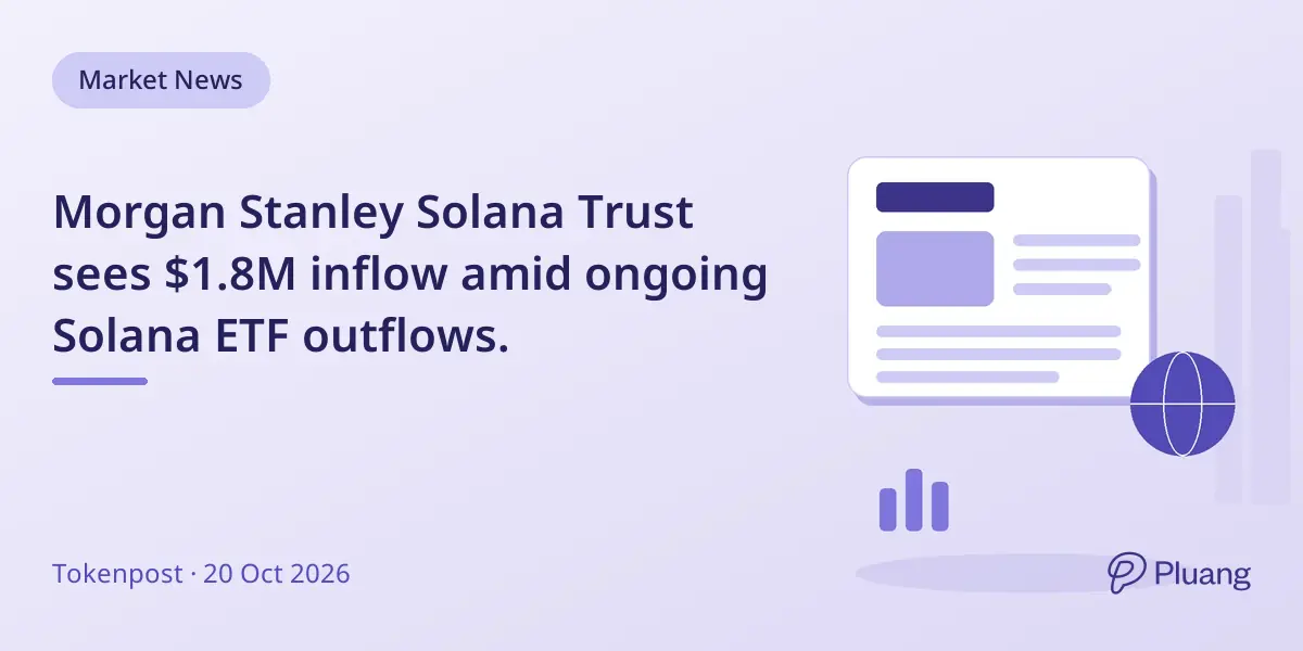 Morgan Stanley Solana Trust sees $1.8M inflow amid ongoing Solana ETF outflows.