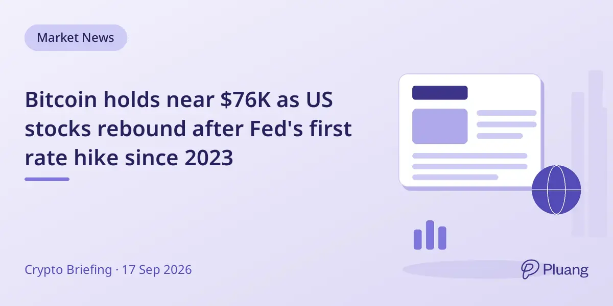 Bitcoin holds near $76K as US stocks rebound after Fed's first rate hike since 2023