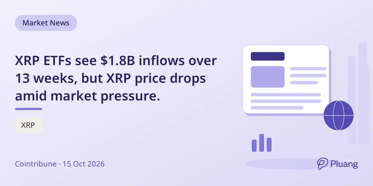 XRP ETFs see $1.8B inflows over 13 weeks, but XRP price drops amid market pressure.